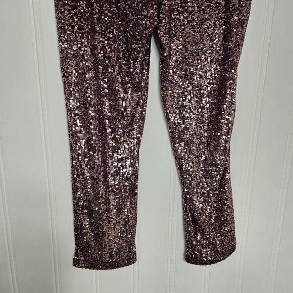 Cable & Gauge Pants Womens Size S Burgundy Allover Sequins Pockets Pull-on - Picture 9 of 12